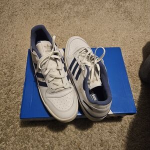 Adidas Men's White and Navy Sneakers